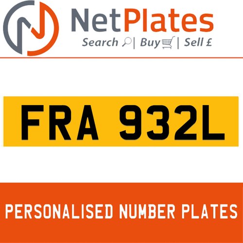 FRA 932L Private Number Plate On DVLA Retention Ready To Go For Sale