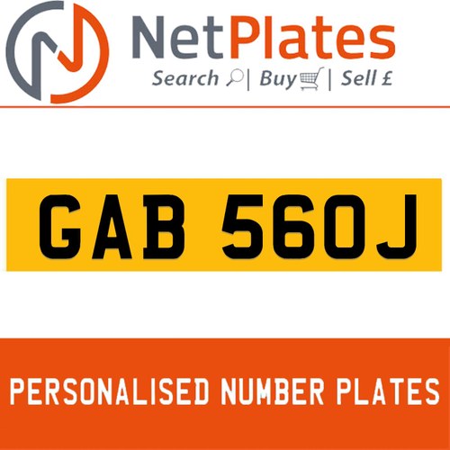GAB 560J Private Number Plate On DVLA Retention Ready To Go In vendita