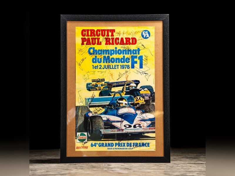 !--9366401122643--! 1978 F1 French GP Poster Signed