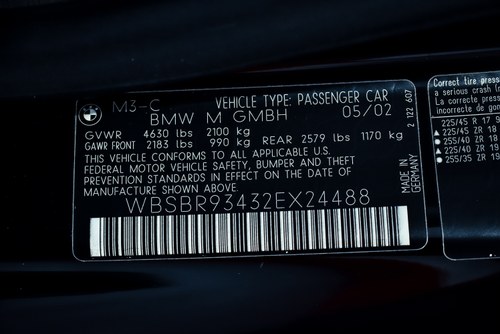 2002 BMW (E46) M3 Convertible 3,2L "Manual w O/D" In vendita (immagine 97 di 105)