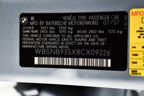 2008 BMW M5 Sedan 5,0L V10 For Sale (picture 88 of 96)