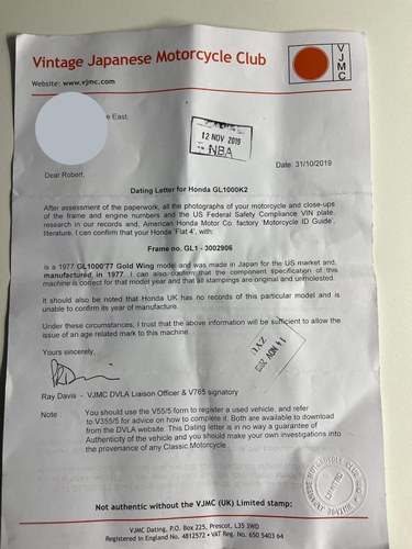 1977 Honda Goldwing GL1000 and Watsonian Side Car En venta (imagen 35 de 38)