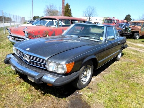 1985 Mercedes 380 SL Convertible 2 Tops Grey Project $6.5k For Sale