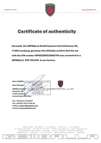 2002 Porsche 911 (996) Turbo HPE – Évocation Gemballa GTR750 EVO till salu (bild 258 av 258)