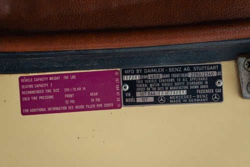 1974 Mercedes-Benz 450 SL R107 For Sale (picture 167 of 188)