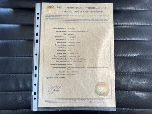 1958 Austin Healey Frogeye Sprite Mk1 Te koop (foto 87 van 88)