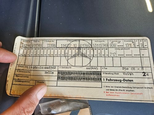 1971 Mercedes-Benz W114 250CE - Five-Speed Manual In vendita (immagine 121 di 130)