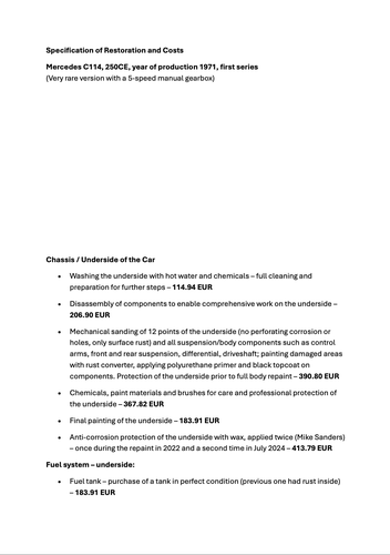 1971 Mercedes-Benz W114 250CE - Five-Speed Manual In vendita (immagine 130 di 130)