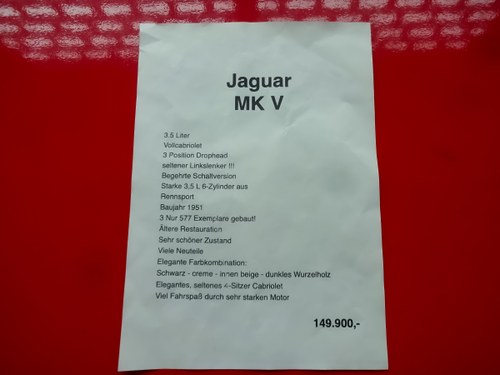 1950 Jaguar MK V Drophead Coupé till salu (bild 117 av 117)