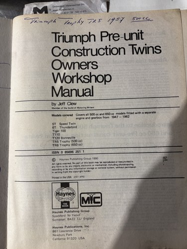 1957 Triumph Trophy TR5 For Sale (picture 48 of 48)