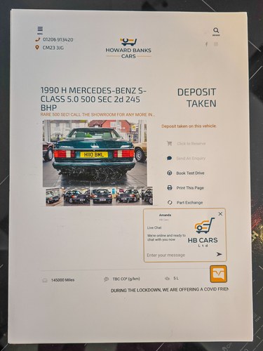 1990 Mercedes-Benz 500SEC C126 till salu (bild 209 av 226)