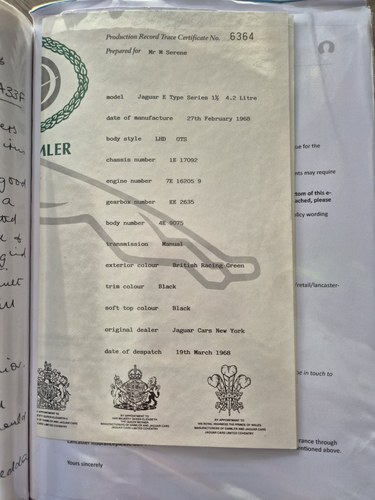1968 Jaguar E-Type Series 1.5 4.2L OTS RHD En venta (imagen 158 de 187)