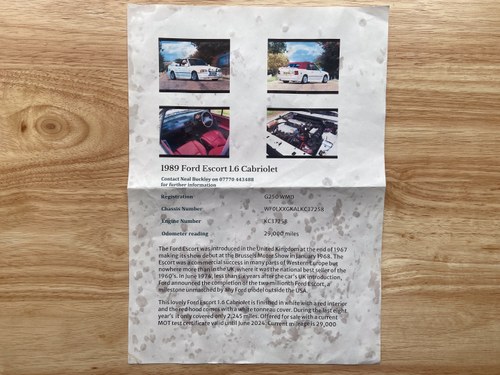1989 Ford Escort 1.6 Cabriolet till salu (bild 147 av 149)