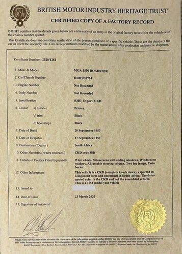 1958 MG MGA 1500 Roadster à vendre (picture 130 of 131)