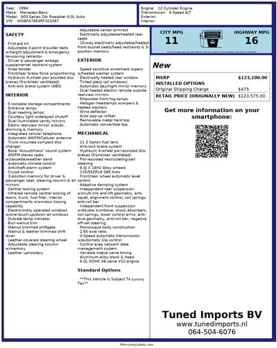1994 Mercedes-Benz R129 SL600 Convertible 6,0L V12 For Sale (picture 107 of 108)