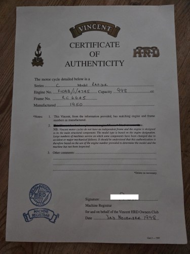 1950 Vincent Rapide Te koop (foto 28 van 28)