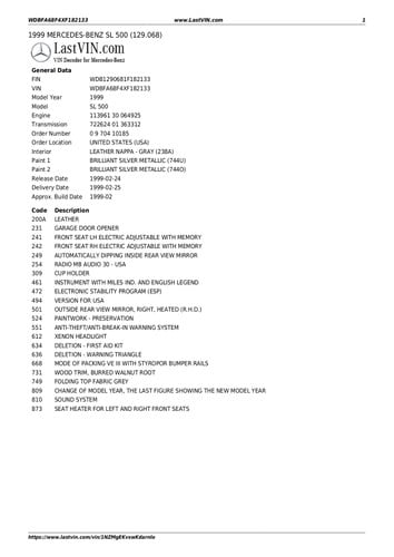 1999 Mercedes-Benz R129 SL500 Convertible 5,0L V8 For Sale (picture 110 of 110)