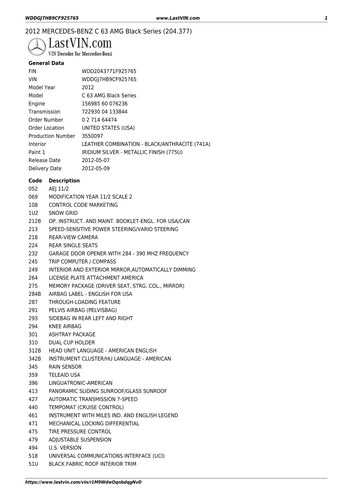 2012 Mercedes-Benz C63 AMG Black Series W204 For Sale (picture 122 of 124)