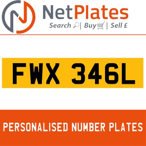 FWX 346L Private Number Plate On DVLA Retention Ready To Go In vendita