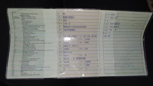 1985 Mercedes-Benz 190D W201 For Sale (picture 95 of 96)