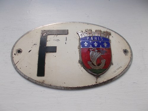 1950 FRENCH ID PALTE WITH PARIS BADGE For Sale