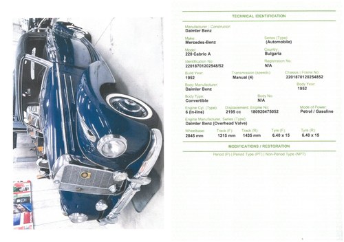 1952 Mercedes-Benz 220 Cabriolet A W187 till salu (bild 154 av 159)