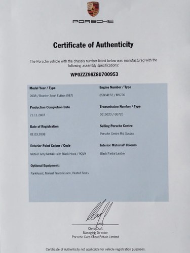2008 Porsche Boxster 2.7 Sport Edition 987 Manual En venta (imagen 116 de 118)