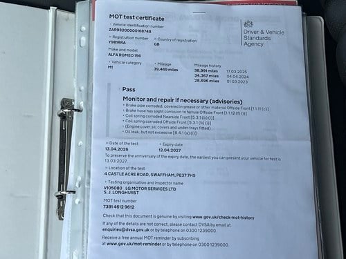 2001 Alfa Romeo 156 Veloce 2L Twin Spark Selespeed Sport Pack 3 Phase 1 For Sale (picture 112 of 157)