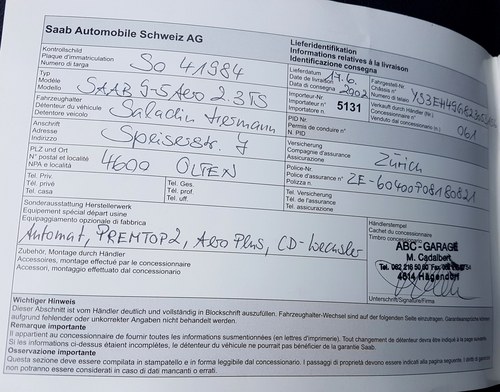 2002 Saab 9-5 Aero Automatic 250Ch zum Verkauf (Bild 65 von 72)
