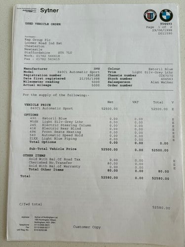 1998 BMW 840Ci Sport Individual E31 For Sale (picture 96 of 166)