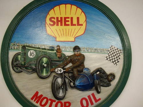 1960 Wood Shell Racing Sign For Sale