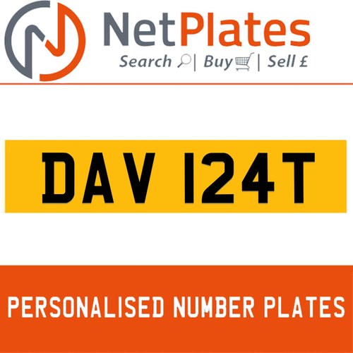 DAV 124T Private Number Plate On DVLA Retention Ready To Go For Sale