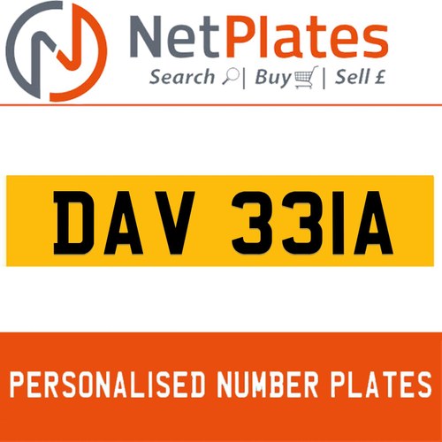 DAV 331A Private Number Plate On DVLA Retention Ready To Go In vendita