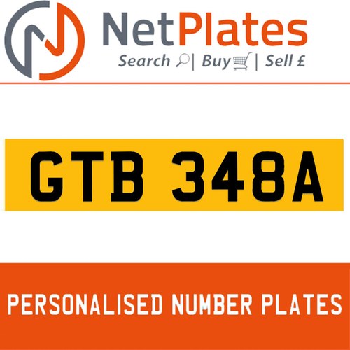 GTB 348A Private Number Plate On DVLA Retention Ready To Go For Sale