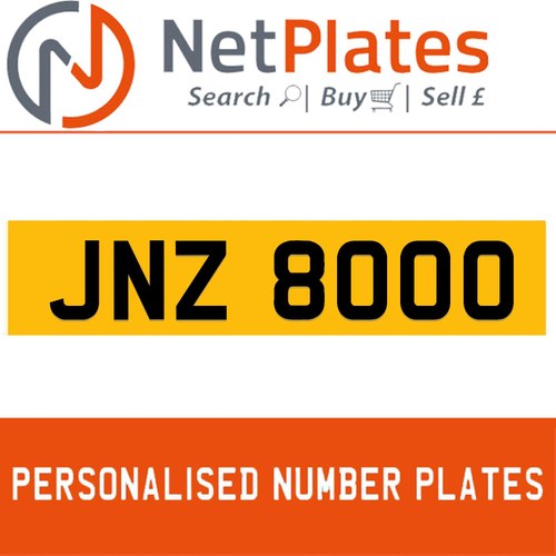 JNZ 8000 Private Number Plate On DVLA Retention Ready To Go In vendita