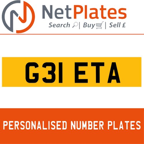 G31 ETA(GEETA) Private Number Plate from NetPlates Ltd For Sale