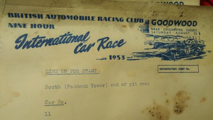 RARE GOODWOOD 1953 NINE HOURS RACE BULLETINS
