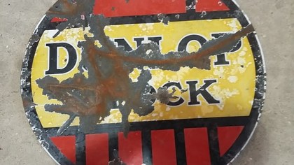 Double sided Dunlop tyre stock enamel sign, damaged £85