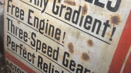 Very rare early New Hudson motorcycles sign quarter missing