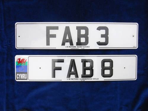 Registration numbers FAB 3 & FAB 8 In vendita