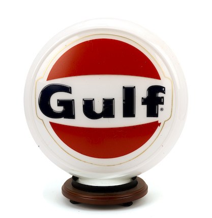 Lot 303 - A replica 'Gulf' glass petrol pump globe For Sale by Auction
