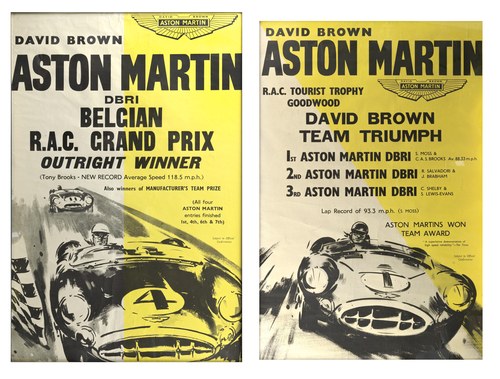 Two Aston Martin DBR1 'Successes' posters, late 1950s For Sale by Auction