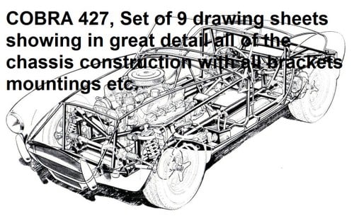1966 Shelby Cobra 427 complete set of 9 drawings for 4” diameter For Sale
