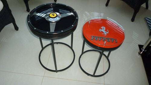 Picture of 2022 Ferrari Themed Set Of Two Side Tables. - For Sale