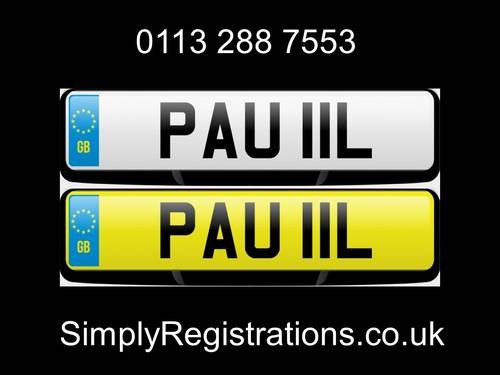 PAU 11L - Private number plate For Sale