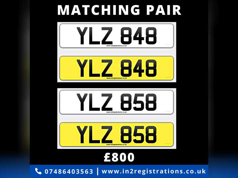 Matching Pair Of Dateless Registrations - YLZ 848 & YLZ 858