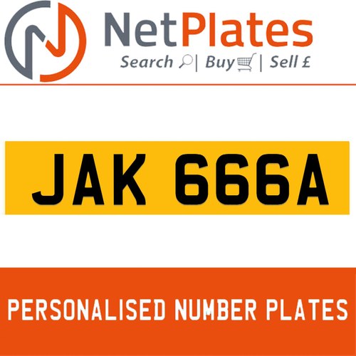 JAK 666A  JAKE A Private Number Plate On DVLA Retention For Sale