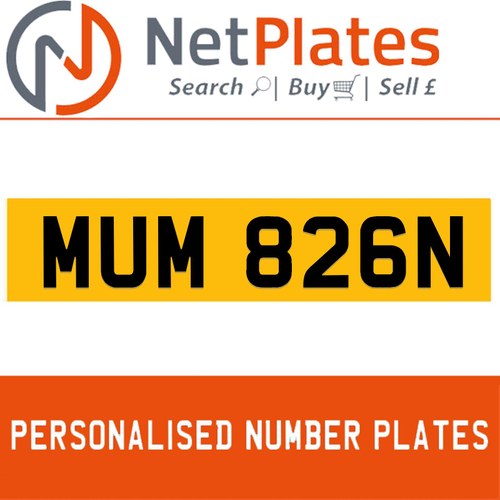 MUM 826N Private Number Plate On DVLA Retention Ready To Go For Sale