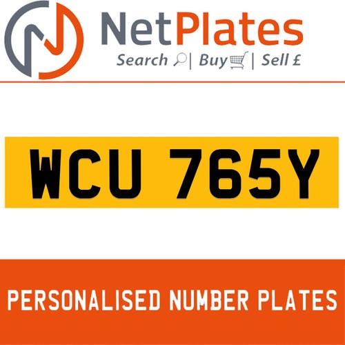 WCU 765Y Private Number Plate On DVLA Retention Ready To Go For Sale
