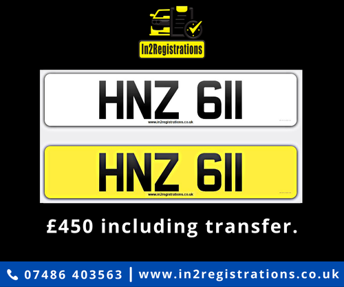 HNZ 611 Dateless 3x3 Number Plate VERKAUFT